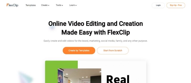 FlexClip video editor Homepage